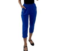 Crazy Fashion Mesdames Capri Trois Quarts Doux 3/4 Pantalons Dames Stretch Court Pull sur Taille Élastiquée Shorts Plus La Taille Pantalon D'été pour Femmes EUR (Royal Blue, 24)