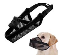 Crazy Felix Muselière en Nylon pour Chiens de Petite, Moyenne et Grande Taille, en Maille Respirante avec Ouverture pour Boire, Anti-Morsure et Mastication, Noir, Taille XL