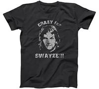 Crazy for Swayze Funny 80S Retro Humor Cute Black Basic Men's T-Shirt Black Manches Courtes(XX-Large)