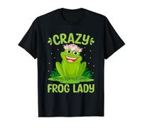 Crazy Frog Lady - Cute Smile Floral Frogs Lovers T-Shirt