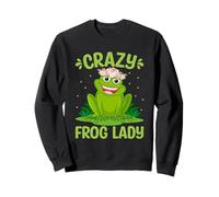 Crazy Frog Lady - Un Joli Sourire pour Les Amoureux des Grenouilles Florales Sweatshirt