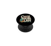 Crazy Hiking Lady Funny Hiker Sac à Dos Humour PopSockets PopGrip Adhésif