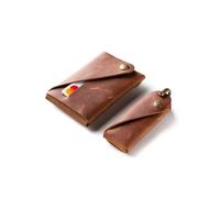 Crazy Horse Craft, Ensemble portefeuille et porte-clés minimaliste, marron classique, porte-cartes, petit trousseau de clés, étui à cartes, kit porte-clés, Marron classique, Small - for keys up to 7.5