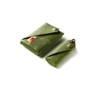 Crazy Horse Craft, Ensemble portefeuille et porte-clés minimaliste, marron classique, porte-cartes, petit trousseau de clés, étui à cartes, kit porte-clés, Vert sapin, Small - for keys up to 7.5 cm