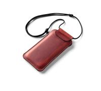 Crazy Horse Craft, Étui de protection pour iPhone 16/16 Pro, rouge fragola, étui en cuir, chaussette pour téléphone portable, cordon pour smartphone, housse en cuir, large