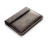 Crazy Horse Craft Housse en cuir italien véritable pour MacBook Air 15" avec M2 - Gris pierre - Étui en feutre de laine vintage pour Mac