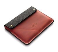 Crazy Horse Craft Housse en cuir italien véritable pour MacBook Pro 14" M1/M2 - Rouge Fragola - Étui en feutre de laine vintage pour Mac