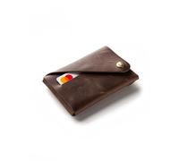 Crazy Horse Craft, Portefeuille fin pour homme et femme, Marron bois, Pre-Folded (Ready-To-Use), Cuir grainé de qualité supérieure