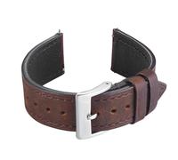 Crazy Horse Cuir Bracelet Montre, Libération Rapide Buffalo Cirée, Doublure Veau Respirante, Style Rétro Élégant, Compatible Smartwatch et Montre Classique,Vintage Naturelle (Marron foncé, 20 נ18mm)