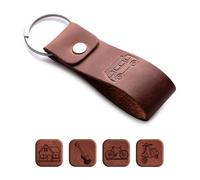 Crazy Horse Porte-clés en cuir fait à la main - Design gaufré - Porte-clés voiture et maison - Cadeau d'anniversaire et d'anniversaire pour homme et femme, Camping Car, taille unique