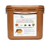 Crazy Korean Cooking Récipient de fermentation et de stockage de qualité supérieure pour kimchi, choucroute avec couvercle intérieur sous vide, marron sable, 3,4 l (3,4 l) - 1 paquet)