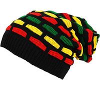 CRAZY LIZARD® Bonnet rasta en tricot pour dreadlock Bob Marley avec couleurs rasta Plusieurs modèles par, RASTA-HAT-VAR-35, L