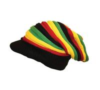 CRAZY LIZARD Bonnet rasta jamaïcain à rayures : bonnet souple pour les amateurs de reggae, accessoires parfaits pour dreadlocks et cadeaux des Caraïbes pour homme et femme