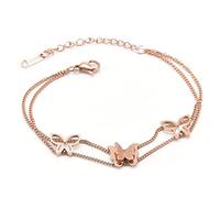 Crazy-M Bracelet papillon pour femme - Or rose - Bracelet papillon pour femme fille - Pendentif papillon - Bijoux pour femmes et filles, Acier titane