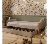 Crazy Pine Lit Enfant 90x200 cm - Lit Classique en Bois Composite (LHDF), Cachemire, Pieds en Pin, Tête/Pied de Lit, avec tiroir avec Fonction Couchage - Montage Facile - Crazy Axel
