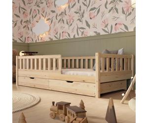 Crazy Pine Lit Enfant avec Tiroirs Montessori Crazy Basic 140x200 cm Nature | Deux tiroirs spacieux (100x90x19 cm) offrent un rangement pratique pour jouets, vêtements et linge de lit.