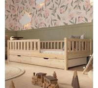 Crazy Pine Lit Enfant avec Tiroirs Montessori Crazy Basic 90x190 cm Nature | Deux tiroirs spacieux (95x90x19 cm) offrent un rangement pratique pour jouets, vêtements et linge de lit.
