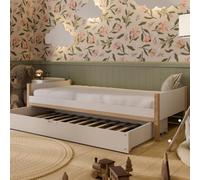 Crazy Pine Lit Enfant & Tiroir Lit Crazy Axel 120x200 cm - LHDF Blanc | Lit d’appoint coulissant sur roulettes - crée rapidement un deuxième couchage.