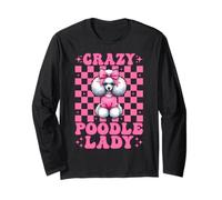 Crazy Poodle Lady Dog Girl Caniche Maman Coquette Bow Manche Longue
