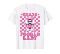 Crazy Poodle Lady Dog Girl Caniche Maman Coquette Bow T-Shirt