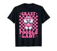 Crazy Poodle Lady Dog Girl Caniche Maman Coquette Bow T-Shirt