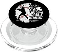 Crazy Proud Always Loud Baseball Grandma PopSockets PopGrip pour MagSafe