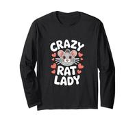 Crazy Rat Lady Funny Cartoon Rodent Dicton Manche Longue