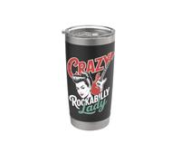 Crazy Rockabilly Lady Passionnée de guitare électrique Gobelet isotherme en acier inoxydable double paroi