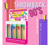 Crazy Rumors Throwback Lot de 4 baumes à lèvres Throwback 90'S Mix (mélange de concombre et melon, framboise bleue, kiwi et fraise, orange pop) 100 % naturel, végétalien et à base de plantes.
