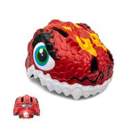 Crazy Safety Casque de vélo pour enfants | Casque enfants 2-7 ans pour vélo, skateboard, cyclisme, vélo de course, trottinette, rollers | Casque 3D animalier léger et ajustable 49-55 cm (Dragon Rouge)