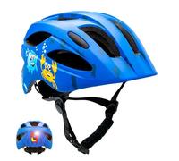 Crazy Safety Casque vélo Enfant Cool océan | Casque vélo Enfants 6 à 12 Ans pour vélo, Skateboard, Rollers | Feu arrière Rechargeable par USB | Casque vélo Ajustable de 54 à 58 cm (Bleu)