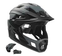 Crazy Safety Casque Vélo Intégral - Gris | pour BMX, VTT, Trottinette | Casque Enfant avec Design 2-en-1 et mentonnière Amovible | Casque de Motocross Taille M 54-57 cm | Léger et Durable