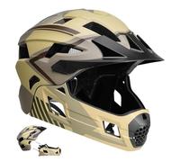 Crazy Safety Casque Vélo Intégral - Sable | pour VTT, BMX, Trottinette | Casque Enfant avec mentonnière Amovible | Casque intégral et Standard 2-en-1 | Casque de Motocross Taille M 54-57 cm