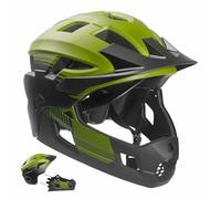 Crazy Safety Casque Vélo Intégral - Vert | Casque 2-en-1 pour BMX, VTT, Patinage | Casque Enfant intégral avec mentonnière Amovible | Casque de Motocross Taille M 54-57 cm | Ajustement sécurisé