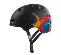 Crazy Safety Rampage Splash Noir | Casque pour vélo, Skateboard, Rollers et BMX | Casque de vélo pour Hommes, Femmes et Enfants | M (54-57cm) | Casque Ajustable pour skateurs et Cyclistes