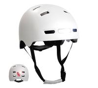 Crazy Safety Vertigo Casque De Vélo Blanc Mat Lumière Avant Et Arrière USB | Casque pour Trottinette, Skateboard, Rollers et Vélo BMX, Casque de Vélo de Ville pour Hommes et Femmes | M 54-57cm