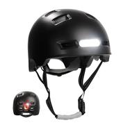 Crazy Safety Vertigo Casque De Vélo Noir Mat Lumière Avant Et Arrière USB | Casque pour Trottinette, Skateboard, Rollers et Vélo BMX, Casque de Vélo de Ville pour Hommes et Femmes | L 57-61 cm