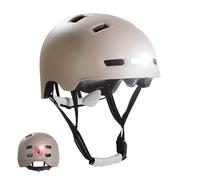 Casque de Vélo et de skater urbain sable mat L 57-61cm pour adolescents et adultes, Casque de avec lumières avant et arrière. Homologué et certifié