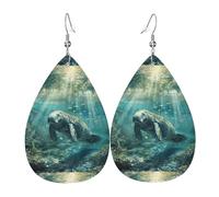 Crazy Save Boucles d'oreilles pendantes double face avec imprimé lamantin pour femme toutes les occasions