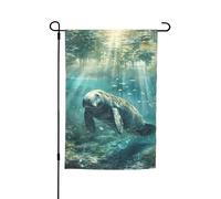Crazy Save Lamantin Imprimé divers drapeaux de jardin Drapeau extérieur Décoration de cour pour patio, porche ou pelouse