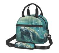 Crazy Save Sac fourre-tout réutilisable avec bandoulière pour le travail et le pique-nique Motif lamantin