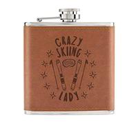 Crazy Ski Lady Stars 6oz Cuir PU Hip Flasque Fauve