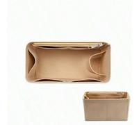 CRAZY SMITH Organisateur de sac à main en feutre premium pour Speedy - Sac de voyage pour maquillage avec poches multiples, beige et marron, compartiments zippés sécurisés, matériau en feutre durable,