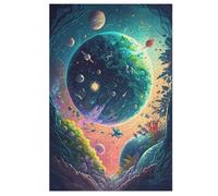 Crazy Space Paysage Puzzles 1000 Pièces Adultes, Puzzle en Bois Jeux D'adresse pour Toute La Famille,Jeu De Team Building （78×53cm）