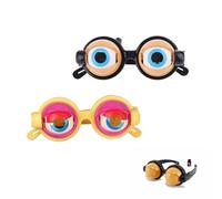 Crazy Winking Eye Glasses, 2PCS Funny Prank Glasses for Performance, Big Eye Wacky Eyeglasses Costume Accessories for Dress up Party Birthday Photography Role Play Themed Events Holiday Cosplay (B)