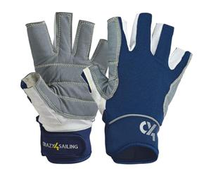 crazy4sailing Gants de Voile Racing - 5 Doigts coupés, Taille:M, Couleur:Bleu Marine