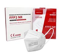 CRAZYCHIC - 10x Masque FFP2 NR Certifié Norme CE EN149 - Masque de Protection Respiratoire - Haute Filtration 5 Couches - Stock France Livraison Rapide - Boîte 10 pièces Blanc