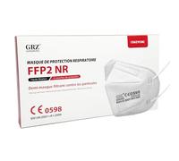 CRAZYCHIC - 20x Masque FFP2 NR Certifié Norme CE EN149 - Masque de Protection Respiratoire - Haute Filtration 5 Couches - Stock France Livraison Rapide - Boîte 20 pièces Blanc