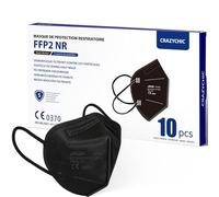 CRAZYCHIC - Masque FFP2 Noir - Norme CE EN149 - Masque de Protection Respiratoire Certifié - Haute Filtration - Stock France Livraison Rapide - Boîte 10 pièces