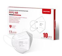 CRAZYCHIC - Masque FFP2 NR Blanc Certifié Norme CE EN149 - Masque de Protection Respiratoire - Haute Filtration 5 Couches Filtrantes - Hypoallergénique - Emballage individuel - Boîte
